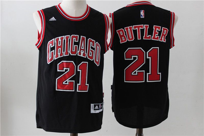 Men Chicago Bulls 21 Butler Black Adidas NBA Jersey